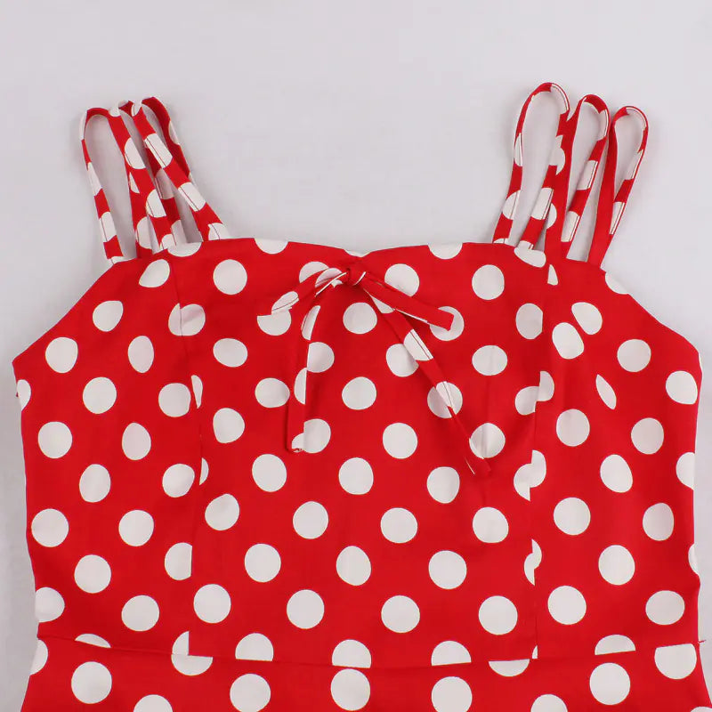 Slim Fit Polka Dot Cami Dress - - dress