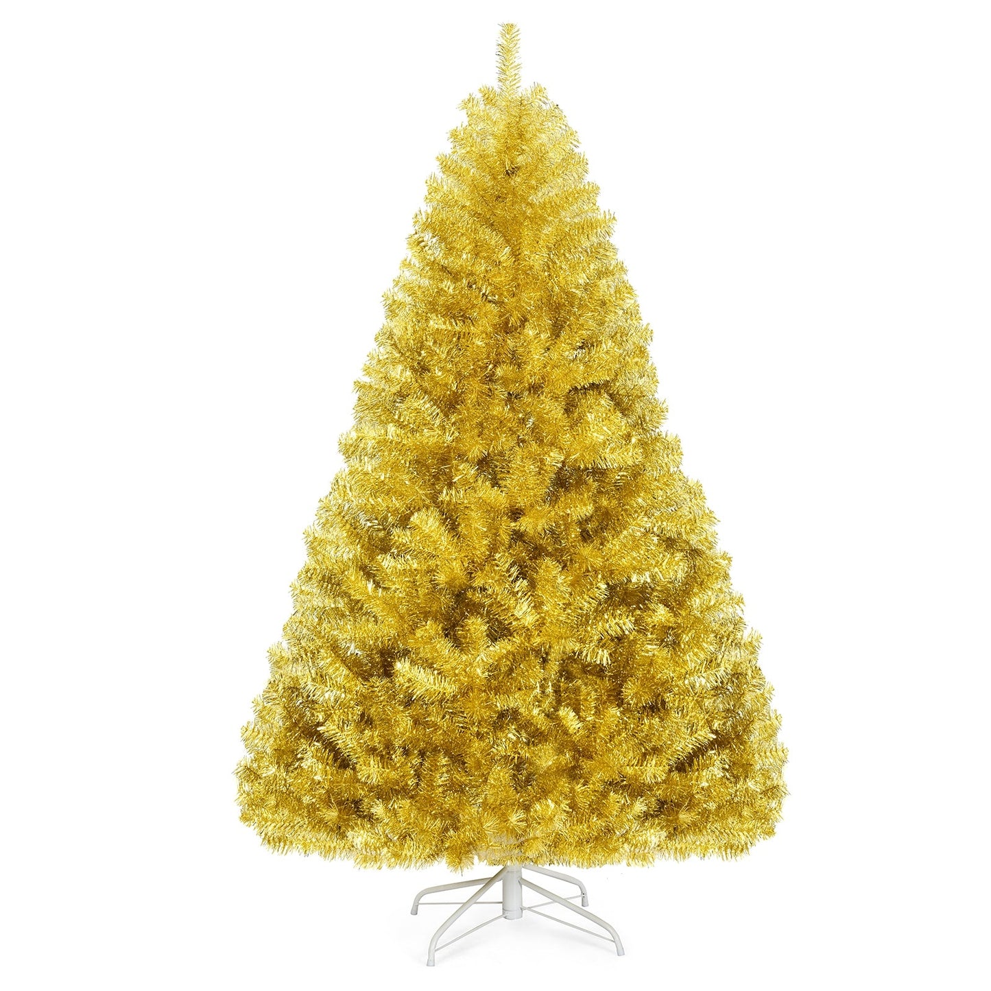 6/7.5 Feet Artificial Tinsel Christmas Tree Hinged with Foldable Stand - -