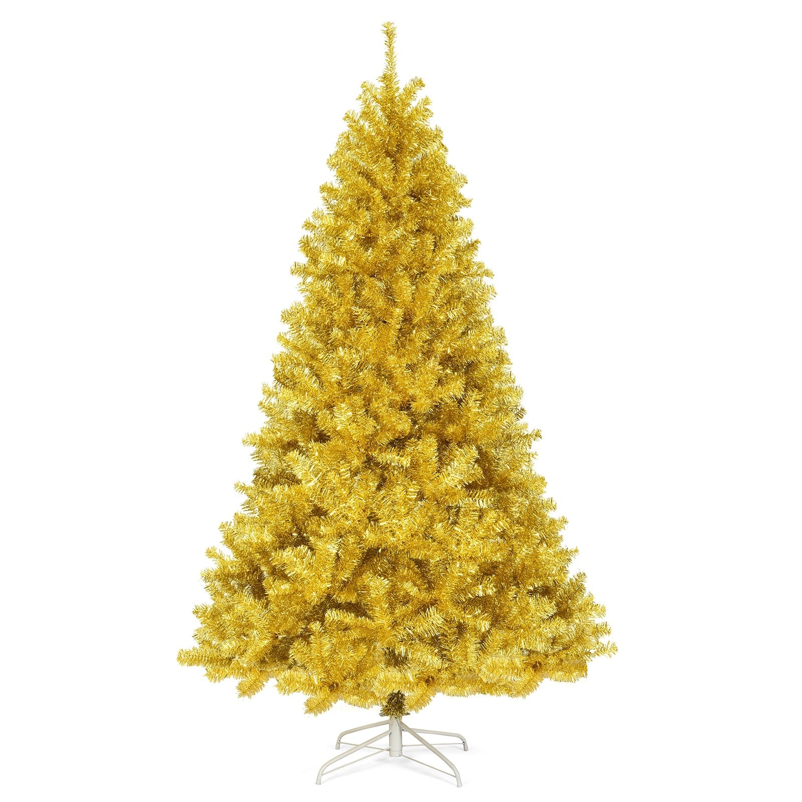6/7.5 Feet Artificial Tinsel Christmas Tree Hinged with Foldable Stand - - christmas tree