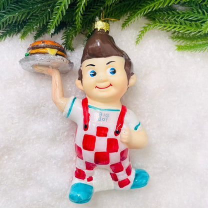 Big Boy Burger Glass Ornament - - Christmas