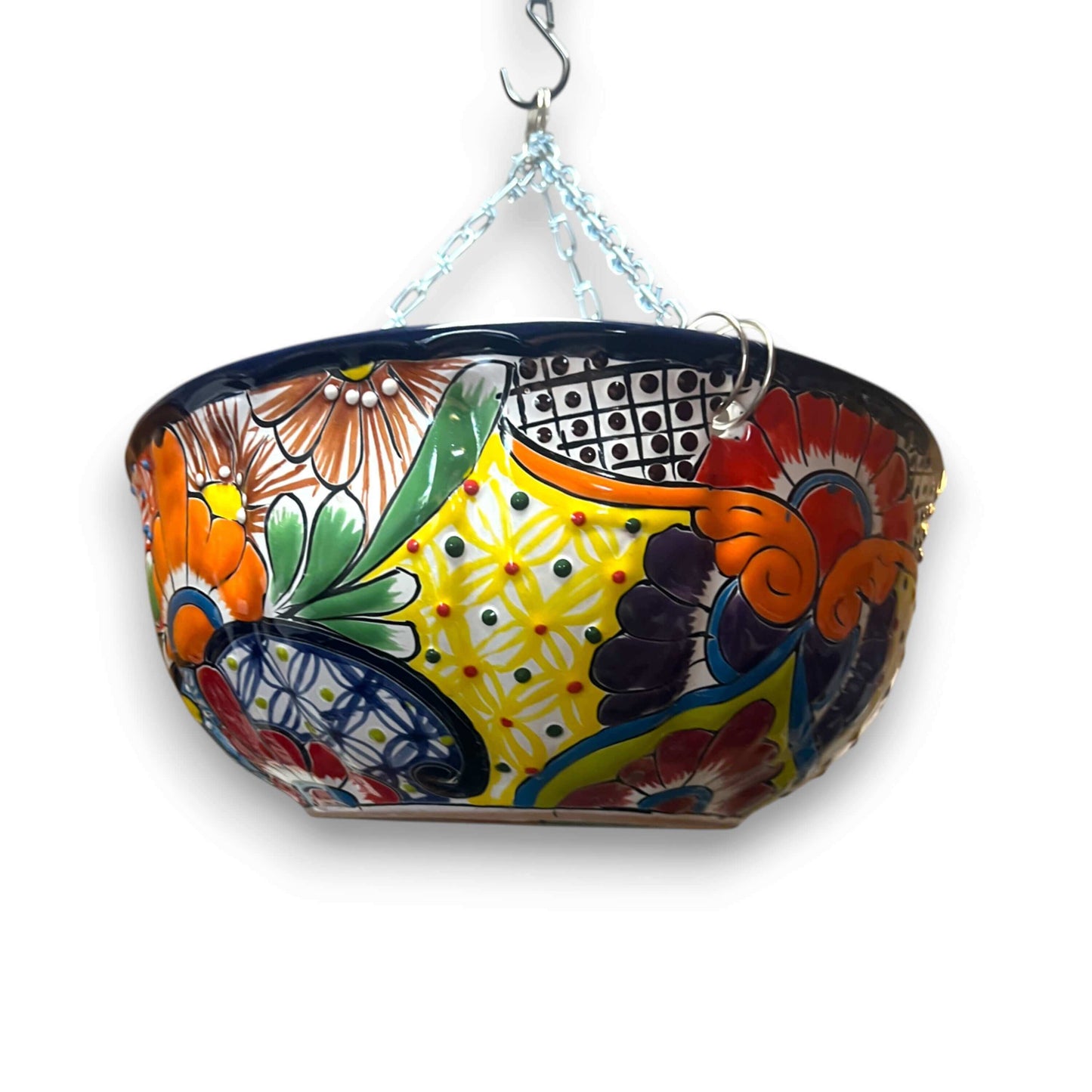 Talavera Hanging Planter Colorful Hand-Painted Mexican Flower Pot - - Talavera Flower Pot