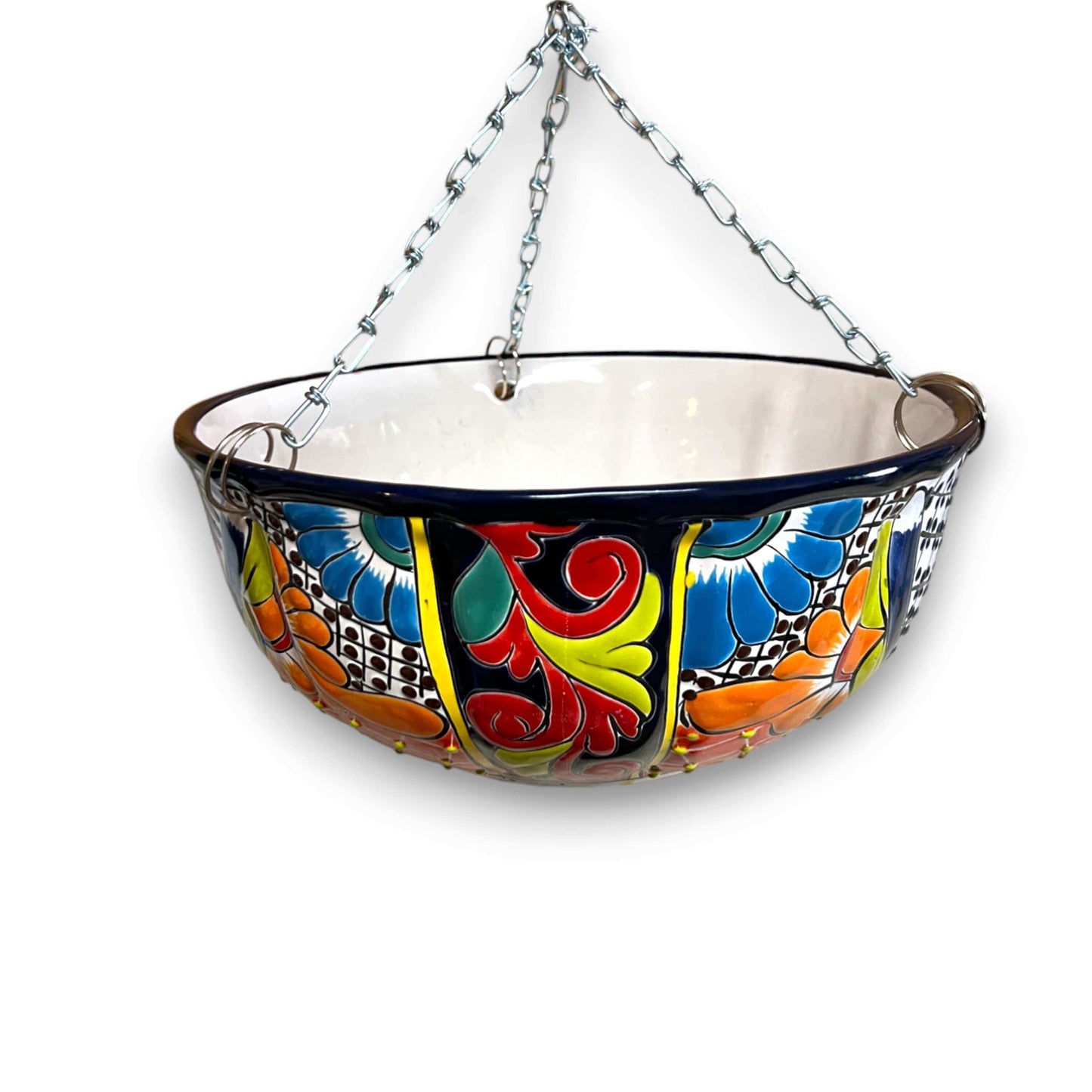 Talavera Hanging Planter Colorful Hand-Painted Mexican Flower Pot - - Talavera Flower Pot