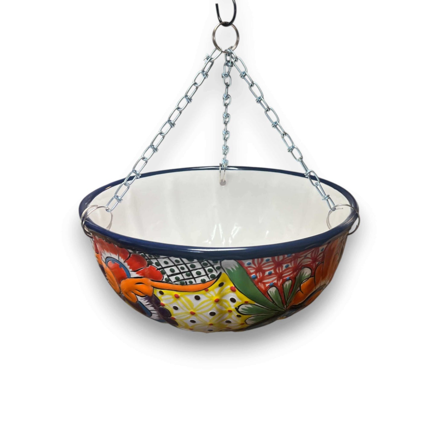 Talavera Hanging Planter Colorful Hand-Painted Mexican Flower Pot - - Talavera Flower Pot
