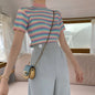 Colorful Striped Crop Top - Multicolor M -