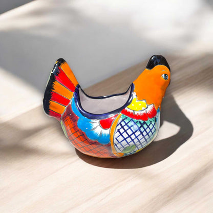 Colorful Talavera Chicken Planter Mexican Ceramic Art - - Talavera Planter