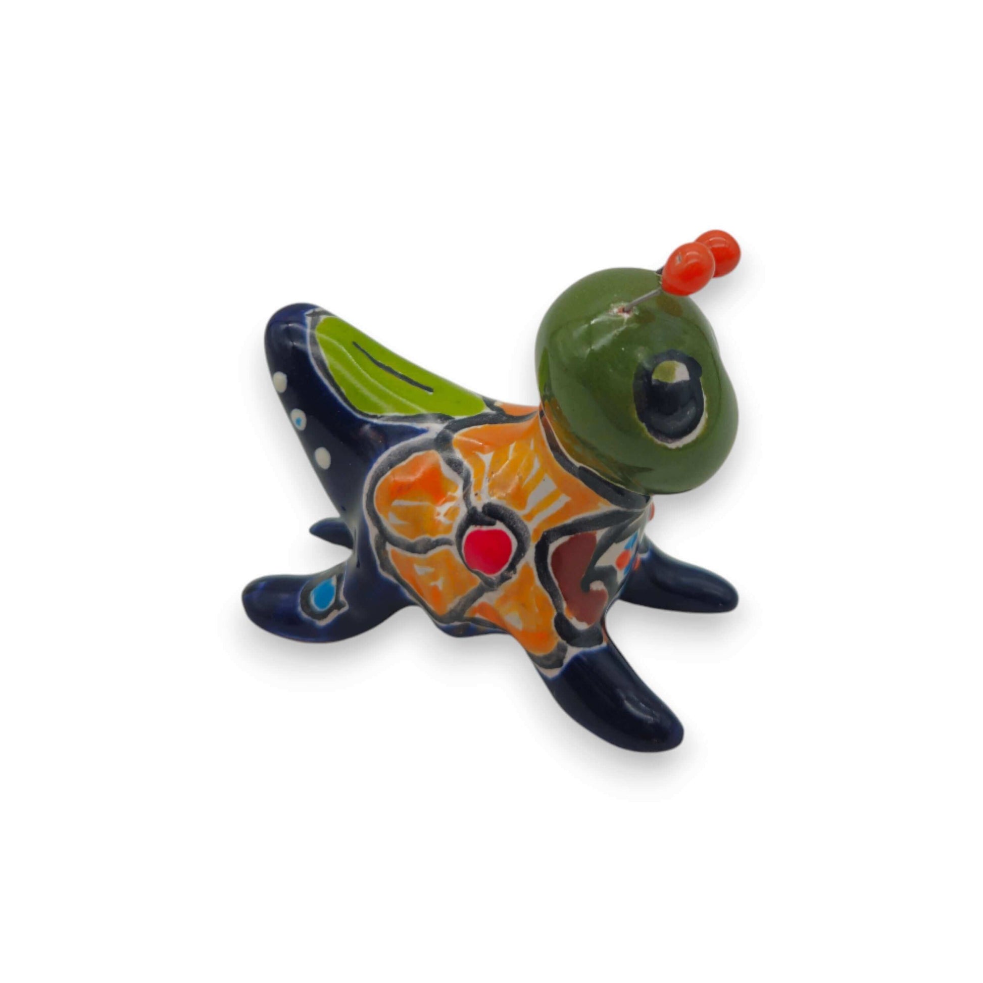 Set of 2 Colorful Talavera Crickets Mexican Ceramic Art - - Talavera Figurine