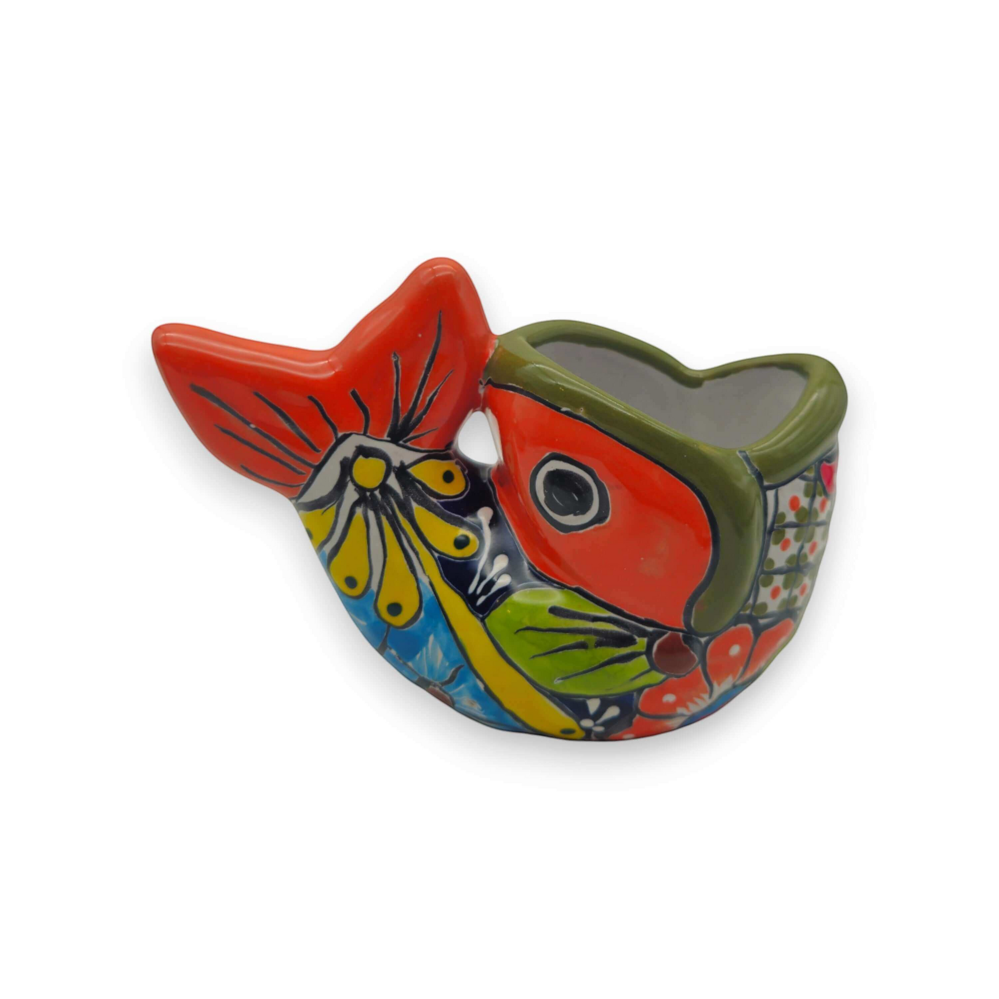 Colorful Talavera Fish Planter Mexican Hand-Painted Pottery - - Talavera Planter