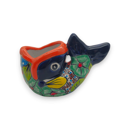 Colorful Talavera Fish Planter Mexican Hand-Painted Pottery - - Talavera Planter
