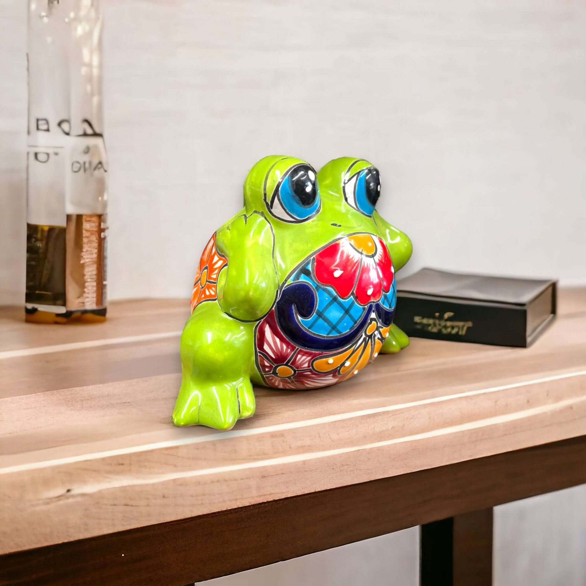 Colorful Talavera Frog Planter Handmade Mexican Pottery Statue - - Talavera Planter