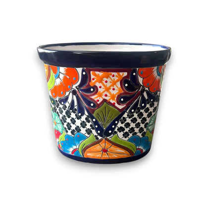 Colorful Talavera Trash Can Handmade Mexican Waste Bin - - wastebaskets
