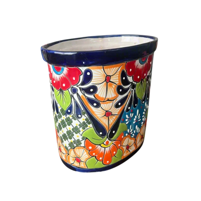 Colorful Talavera Trash Can Handmade Mexican Waste Bin - - wastebaskets