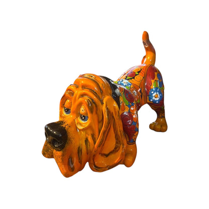Talavera Hound Dog Statue Vibrant Mexican Ceramic Art - - Talavera Statue