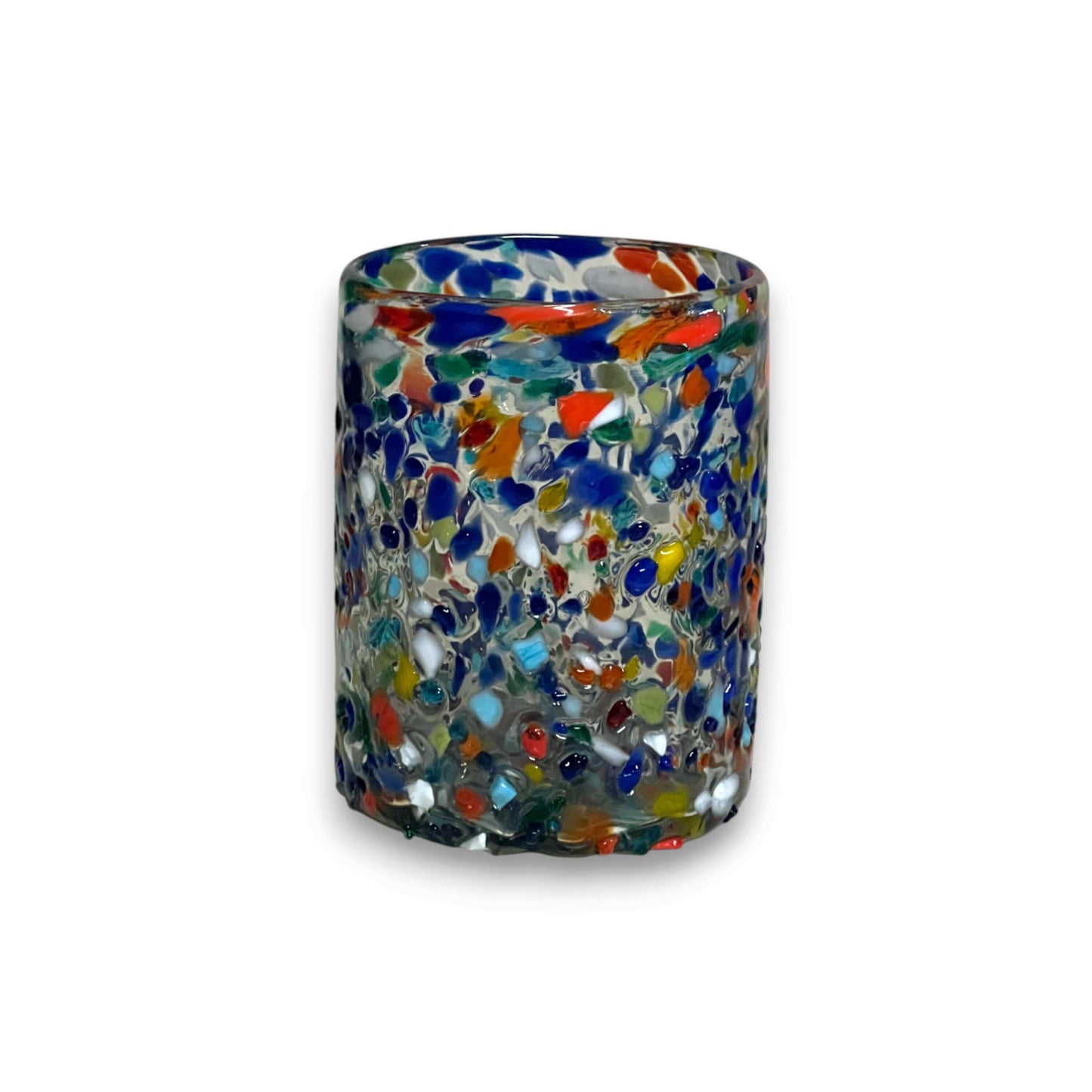 Confetti Pebbled Tumbler Hand-Blown Mexican Glassware - - Mexican Drinking Glass