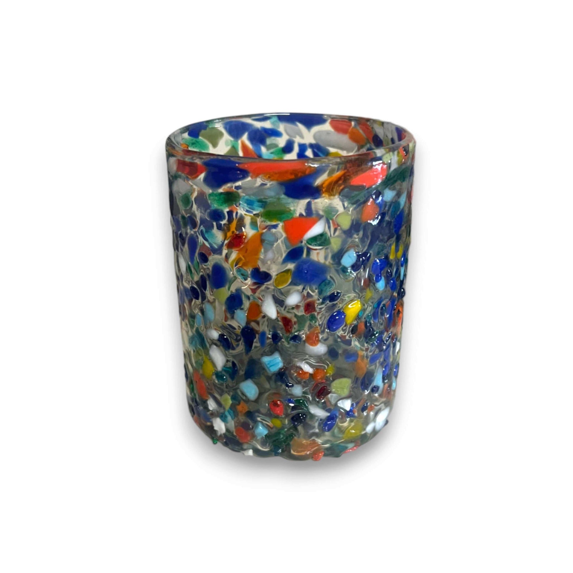 Confetti Pebbled Tumbler Hand-Blown Mexican Glassware - - Mexican Drinking Glass