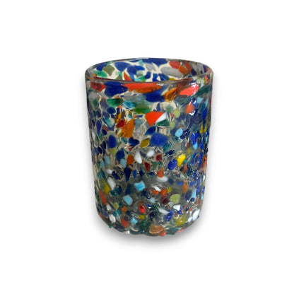 Confetti Pebbled Tumbler Hand-Blown Mexican Glassware - - Mexican Drinking Glass