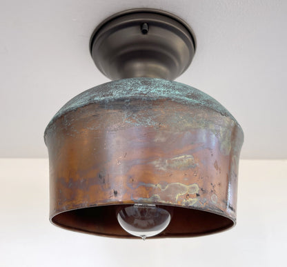 Handcrafted Copper Farmhouse Ceiling Light | 8.5" Flush Mount - - Farmhouse Lighting
