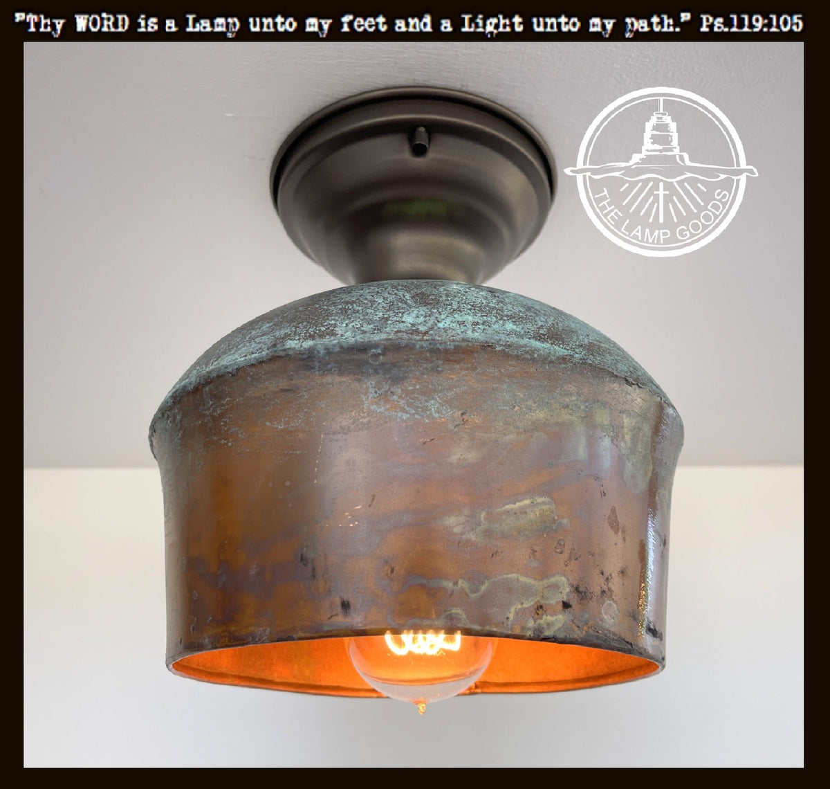 Handcrafted Copper Farmhouse Ceiling Light | 8.5" Flush Mount - Ceiling Lighting - Farmhouse Lighting