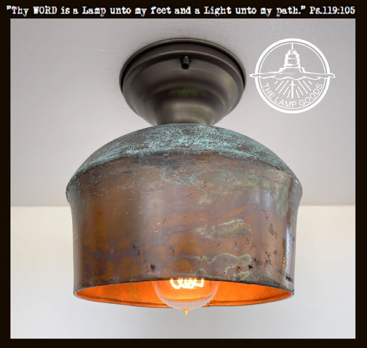 Handcrafted Copper Farmhouse Ceiling Light | 8.5" Flush Mount - Ceiling Lighting - Farmhouse Lighting