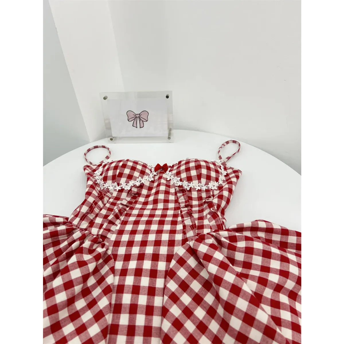 Coquette Plaid Mini Dress – Balletcore Gyaru Party Dress - - Crop Tops
