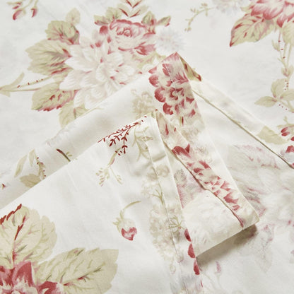 DaDa Bedding Hint of Mint Floral Cotton Flat Sheet Set - - Sheet Sets