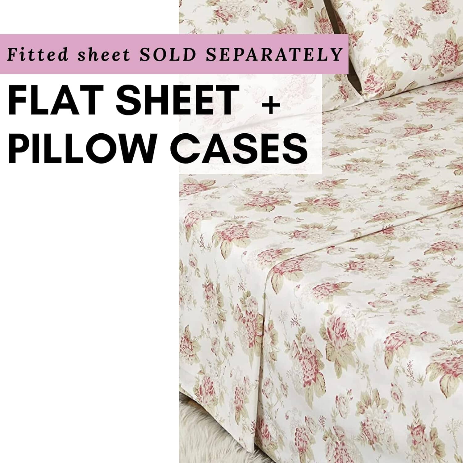 DaDa Bedding Hint of Mint Floral Cotton Flat Sheet Set - - Sheet Sets