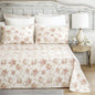 DaDa Bedding Hint of Mint Floral Cotton Flat Sheet Set - Cal King - Sheet Sets