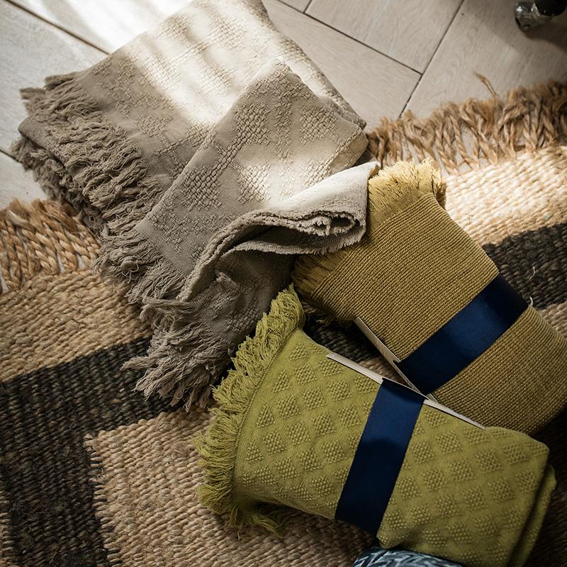 Cotton Throw Sofa Blanket - -