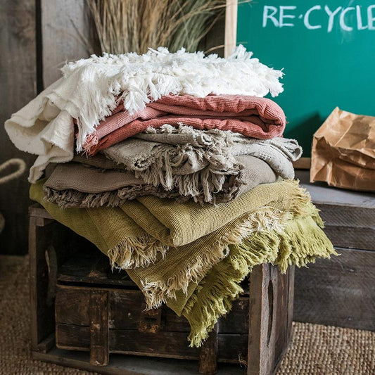 Cotton Throw Sofa Blanket - - Blanket