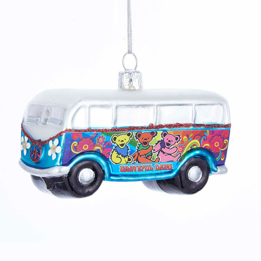 Grateful Dead Bus Glass Ornament - Default Title - Christmas >> Ornaments >> Vehicles