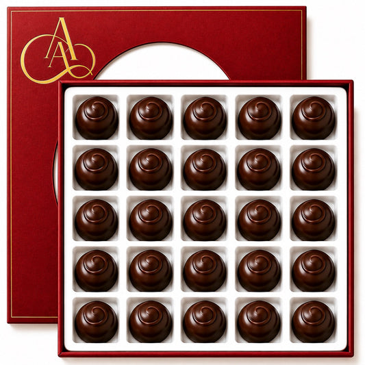 Andy Anand Belgian Dark Chocolate Cherry Cordials, 25 pc – Vegan, 60% Cocoa Butter, Rich Liquid Center, Birthday & Valentine's Gift Box - - Food & Beverages > Desserts & Sweets > Chocolate