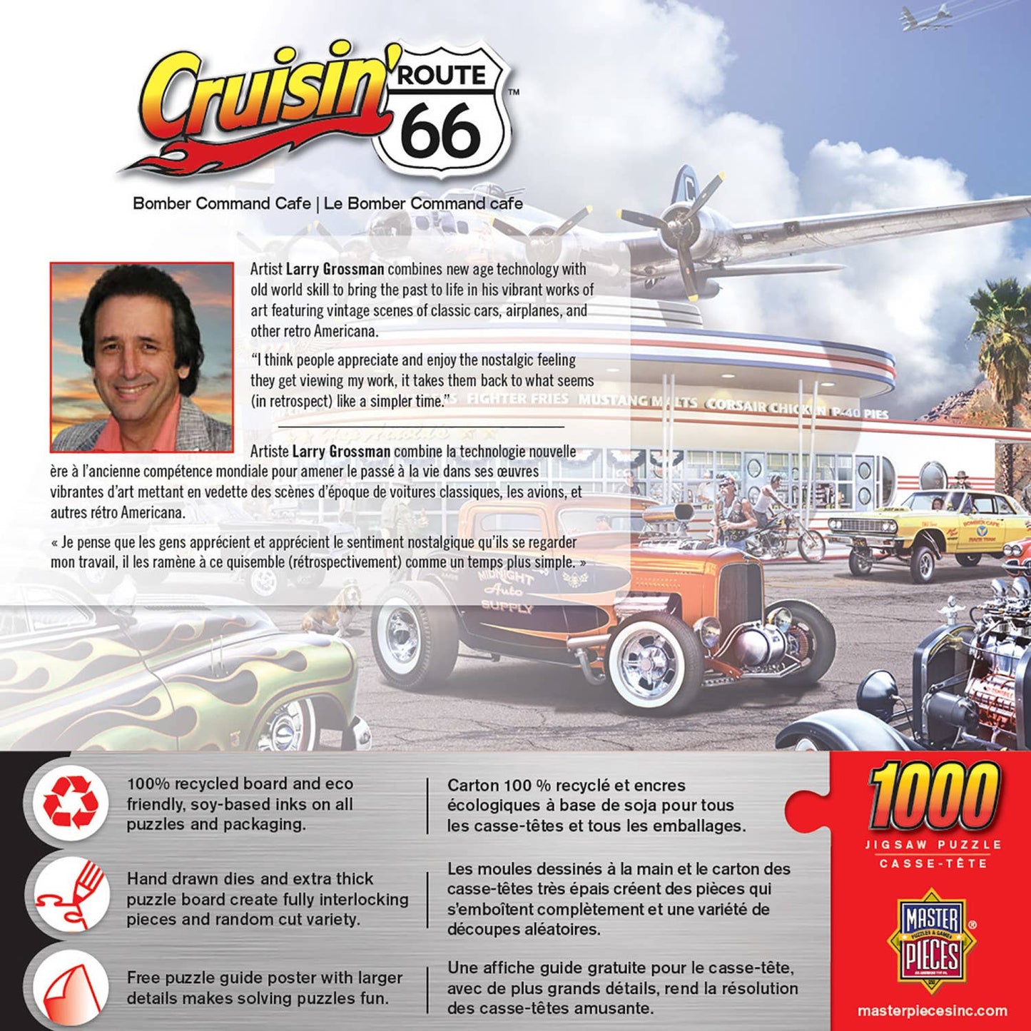 Cruisin' Route 66 Bomber Command Cafe 1000 Piece Puzzle | Masterpieces - - Jigsaw Puzzles