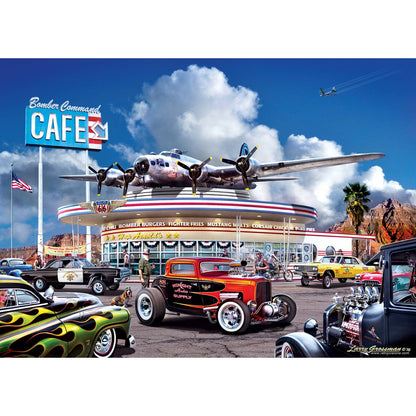 Cruisin' Route 66 Bomber Command Cafe 1000 Piece Puzzle | Masterpieces - - Jigsaw Puzzles