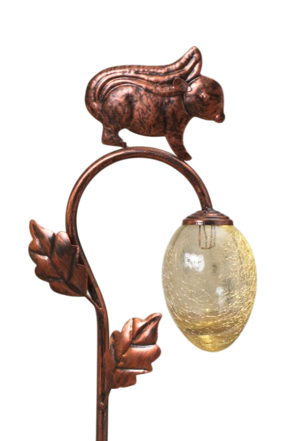 Solar-Powered Bronzed Animal Garden Stake - - Squirrel - Home & Living >> Garden
