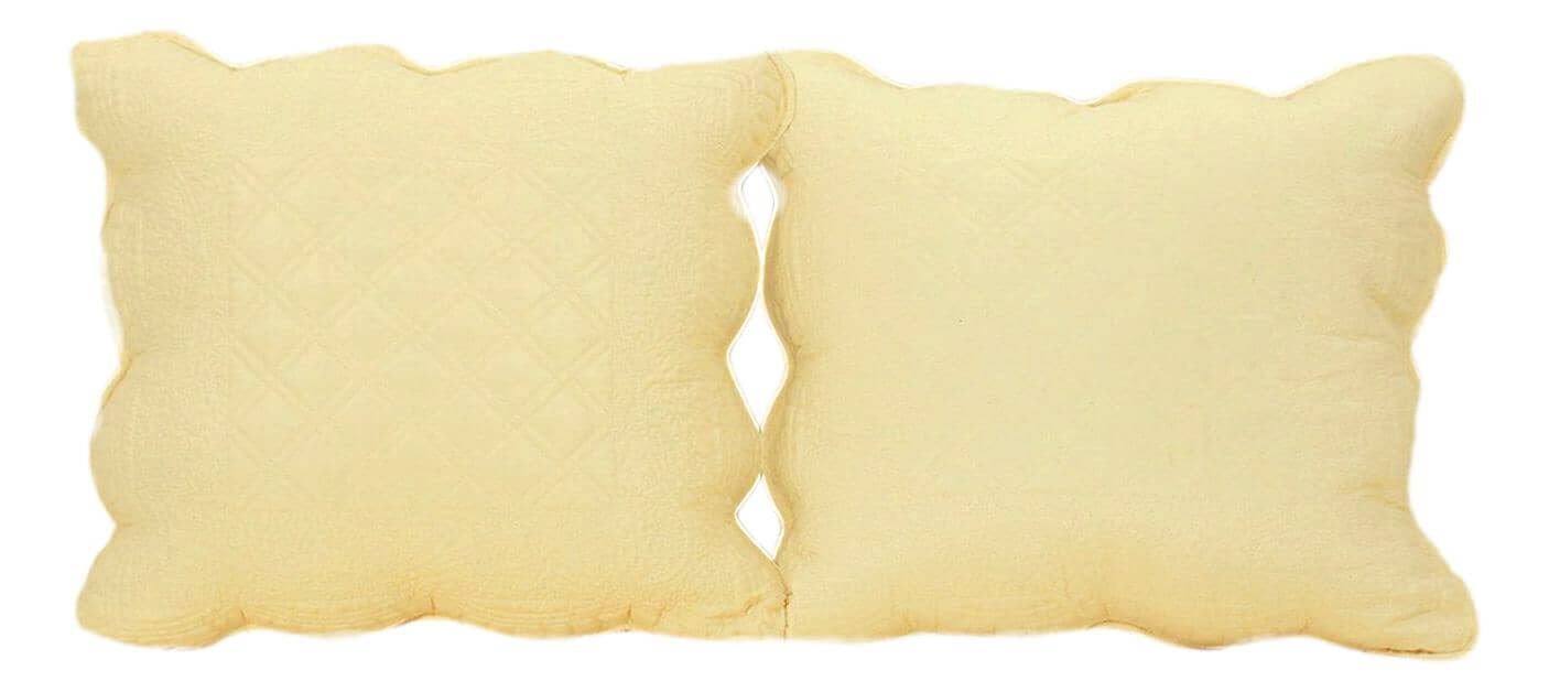 Tache Yellow Diamond Matelasse Scalloped Buttercup Puffs Cushion Covers / Euro Sham (YELLEMDES) - 18 x 18 | 2-pack - Euro Sham / Cushion Cover