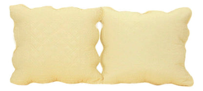 Tache Yellow Diamond Matelasse Scalloped Buttercup Puffs Cushion Covers / Euro Sham (YELLEMDES) - 18 x 18 | 2-pack - Euro Sham / Cushion Cover