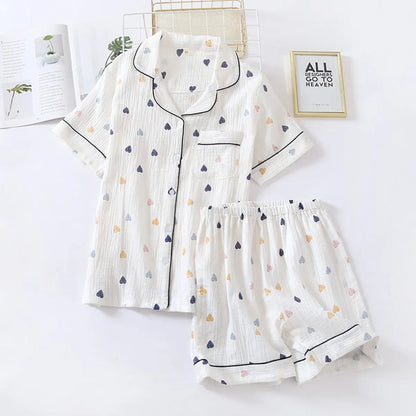 Cute Short Sleeve Home Pajamas - White -