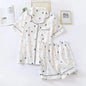 Cute Short Sleeve Home Pajamas - White -