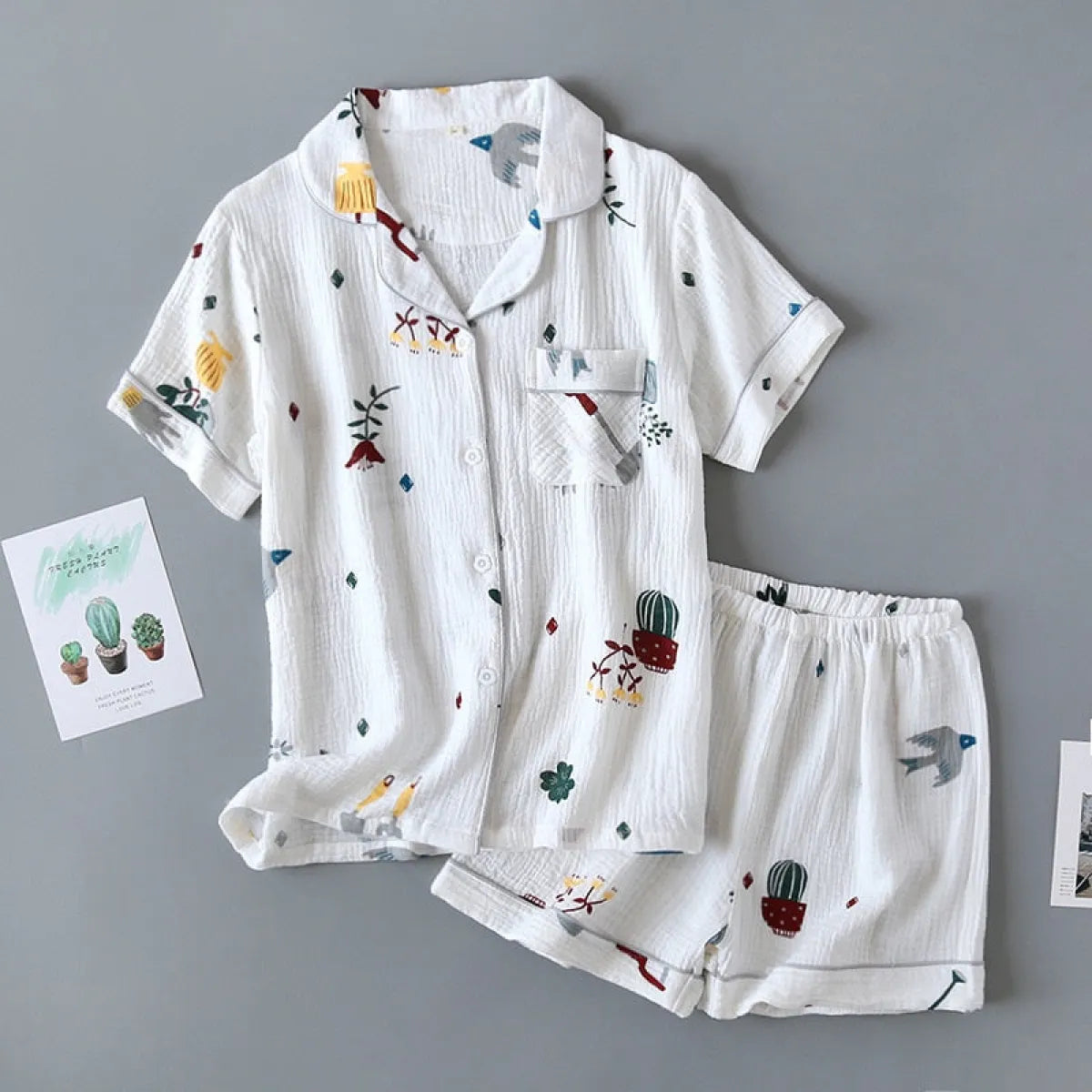 Cute Short Sleeve Home Pajamas - Red -