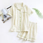 Cute Short Sleeve Home Pajamas - Beige -