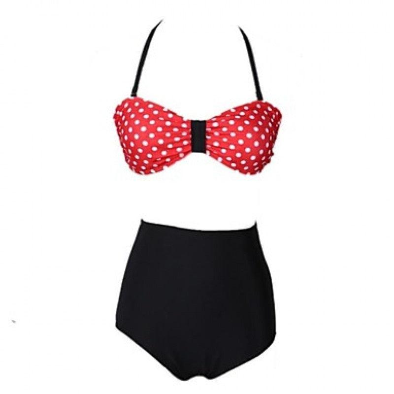 Cutest Retro Swimsuit Swimwear Vintage High Waist Swimsuit For Women Halter 2 Piece Bathing Suit Ruffle Bikini Set Tummy Control Vintage Pin Up High Waist Bikini Set For Women Swimming Bathing Suit S/M/L/XL - - STBK234GFD