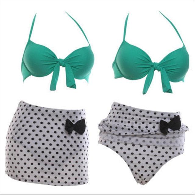 Cutest Retro Swimsuit Swimwear Vintage High Waist Swimsuit For Women Halter 2 Piece Bathing Suit Ruffle Bikini Set Tummy Control Vintage Pin Up High Waist Bikini Set For Women Swimming Bathing Suit S/M/L/XL - - STBK234GFD