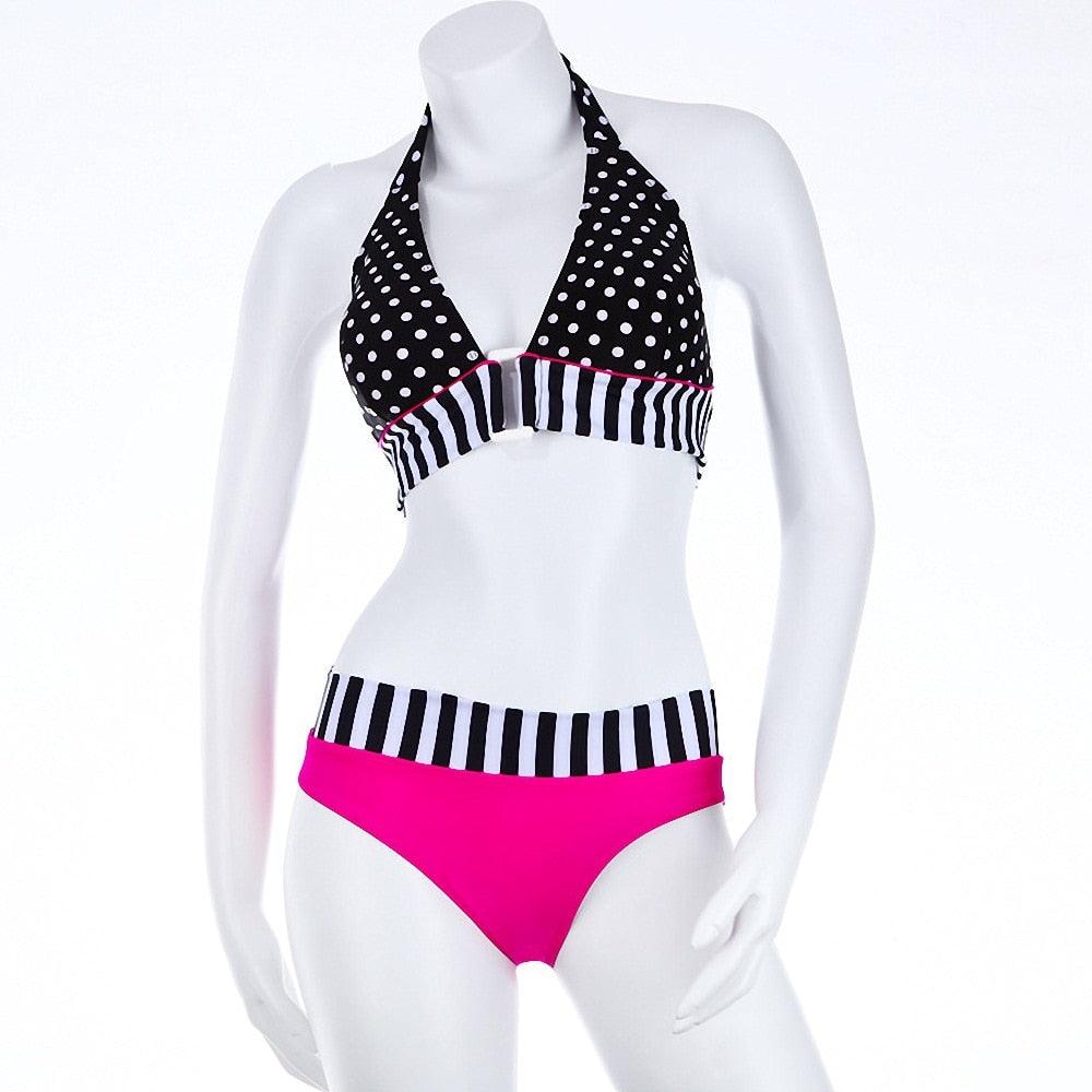 Cutest Retro Swimsuit Swimwear Vintage High Waist Swimsuit For Women Halter 2 Piece Bathing Suit Ruffle Bikini Set Tummy Control Vintage Pin Up High Waist Bikini Set For Women Swimming Bathing Suit S/M/L/XL - - STBK234GFD