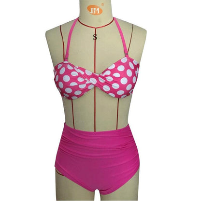 Cutest Retro Swimsuit Swimwear Vintage High Waist Swimsuit For Women Halter 2 Piece Bathing Suit Ruffle Bikini Set Tummy Control Vintage Pin Up High Waist Bikini Set For Women Swimming Bathing Suit S/M/L/XL - - STBK234GFD