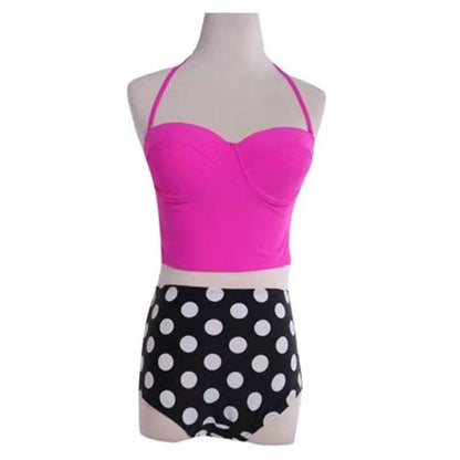 Cutest Retro Swimsuit Swimwear Vintage High Waist Swimsuit For Women Halter 2 Piece Bathing Suit Ruffle Bikini Set Tummy Control Vintage Pin Up High Waist Bikini Set For Women Swimming Bathing Suit S/M/L/XL - - STBK234GFD