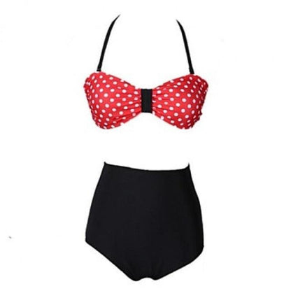 Cutest Retro Swimsuit Swimwear Vintage High Waist Swimsuit For Women Halter 2 Piece Bathing Suit Ruffle Bikini Set Tummy Control Vintage Pin Up High Waist Bikini Set For Women Swimming Bathing Suit S/M/L/XL - - STBK234GFD