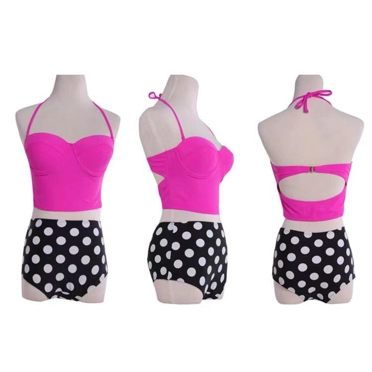 Cutest Retro Swimsuit Swimwear Vintage High Waist Swimsuit For Women Halter 2 Piece Bathing Suit Ruffle Bikini Set Tummy Control Vintage Pin Up High Waist Bikini Set For Women Swimming Bathing Suit S/M/L/XL - - STBK234GFD