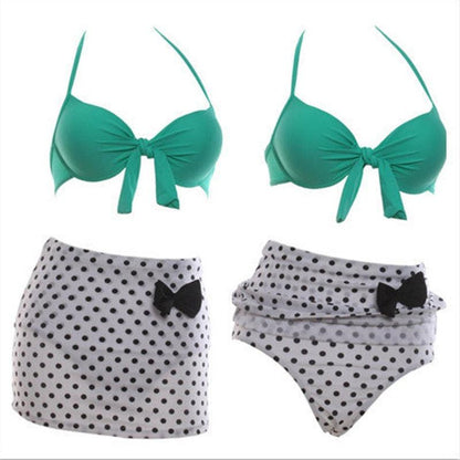 Cutest Retro Swimsuit Swimwear Vintage High Waist Swimsuit For Women Halter 2 Piece Bathing Suit Ruffle Bikini Set Tummy Control Vintage Pin Up High Waist Bikini Set For Women Swimming Bathing Suit S/M/L/XL - - STBK234GFD
