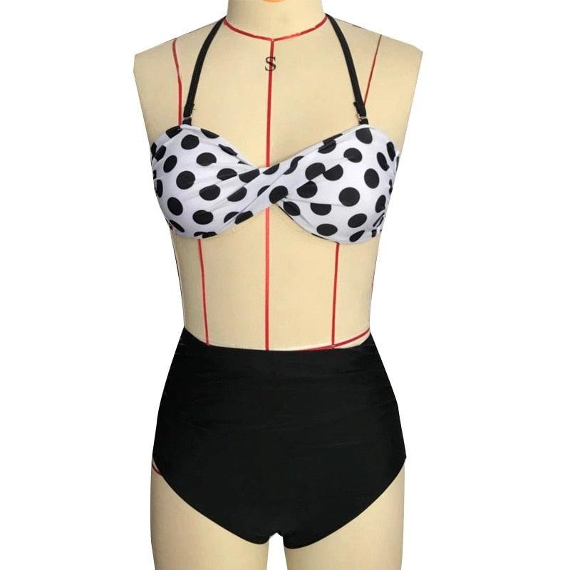 Cutest Retro Swimsuit Swimwear Vintage High Waist Swimsuit For Women Halter 2 Piece Bathing Suit Ruffle Bikini Set Tummy Control Vintage Pin Up High Waist Bikini Set For Women Swimming Bathing Suit S/M/L/XL - - STBK234GFD