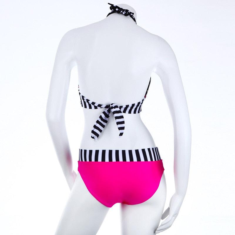 Cutest Retro Swimsuit Swimwear Vintage High Waist Swimsuit For Women Halter 2 Piece Bathing Suit Ruffle Bikini Set Tummy Control Vintage Pin Up High Waist Bikini Set For Women Swimming Bathing Suit S/M/L/XL - - STBK234GFD