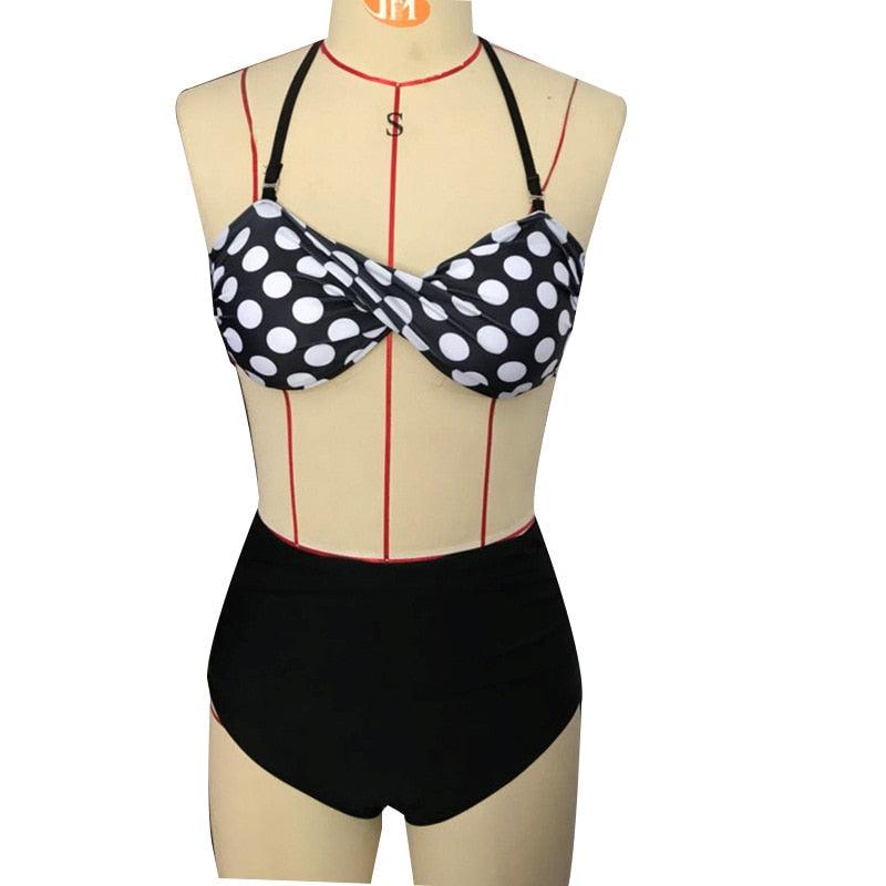 Cutest Retro Swimsuit Swimwear Vintage High Waist Swimsuit For Women Halter 2 Piece Bathing Suit Ruffle Bikini Set Tummy Control Vintage Pin Up High Waist Bikini Set For Women Swimming Bathing Suit S/M/L/XL - - STBK234GFD